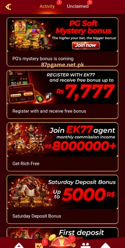 EK77 activity bonuses